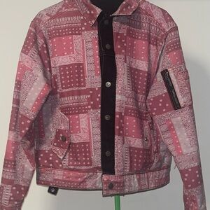 Red/Black Reversible Patchwork Jean Jacket